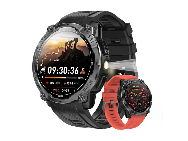 Rugged Military Smart Watch for Men with GPS, 1.43'' AMOLED Fitness Tracker Watch with Bluetooth Call/Flashlight/Compass, 170+ Sports Modes...