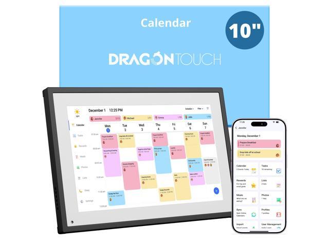 10.1 inch Digital Calendar Chore Chart Interactive Touchscreen, Smart Family Planner, Hearth Display Desk Digital Calendar Seamless Scheduling Black