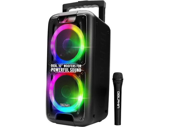 Dolphin Bluetooth SP-2100RBT-G - 10 Dual Woofers, Strong X-Bass, Sound-Activated LED, TWS, Extended Battery Life - Huge Bluetooth Party Speaker for...