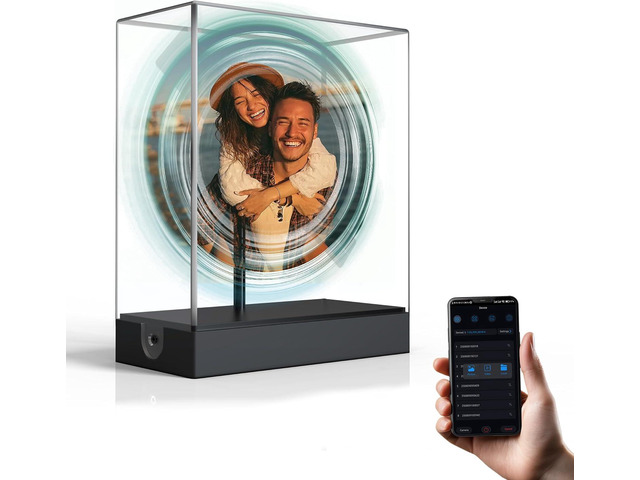 3D Hologram Fan with Cover, 3D Holographic Projector with Smart Control Customized Content, 3D Crystal Photo Video Gifts with 149 pcs LED Beads for...
