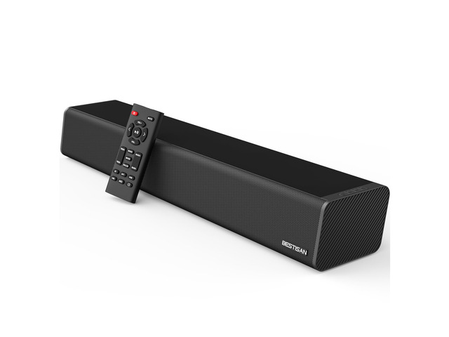Sound Bar, BESTISAN 50 Watts Soundbar with HDMI, Optical, AUX, USB,Sub Out and Bluetooth Connection, DSP, Bass Adjustable, 16 Inch, Mountable