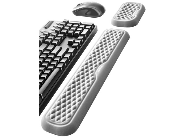 Wrist Rest for Keyboard and Mouse, Computer Ergonomic Wrist Support Pad, Soft Memory Foam Arm Cushion for Desk, Palm Hand Office Laptop Typing-Gray