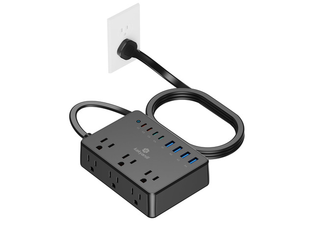 100W Charging Station, Power Strip with 6 AC Outlets 8 USB Ports Surge Protector, 5ft Flat Plug Extension Cord, Compact for Desk Home Office Dorm,...