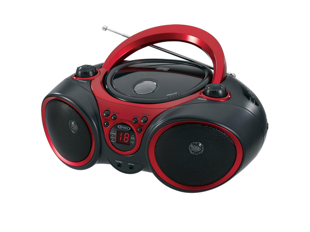 CD-490 Portable Stereo CD Player with AM/FM Radio and Aux Line-in, Red and Black