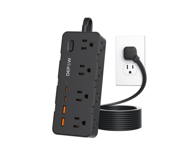 Surge Protector Power Strip with 8 Outlets 4 USB Ports (2 USB C),5 FT Space-Saving Flat Plug, 1625/13A, 1700J, Widely Spaced Outlets, Perfect for...