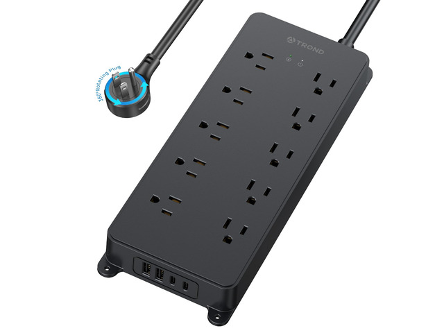 Surge Protector Power Strip with 360° Rotating Flat Plug, 4000J ETL Listed, 10 Widely Spaced Outlets, 2 USB A and 2 USB C, 5ft Extension Cord, Wall...