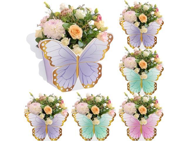 Fuutreo 6 Pcs Butterfly Centerpieces for Baby Shower, Birthday, Tea Party Favors, Tables Decor, Themed Party Supplies, Wedding Decorations