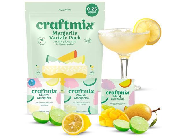 Craftmix Margarita Variety Pack Cocktail & Mocktail Drink Mixer, Skinny Mixes - Water Flavoring Packets - Made With Real Fruit - Vegan Low-Carb,.