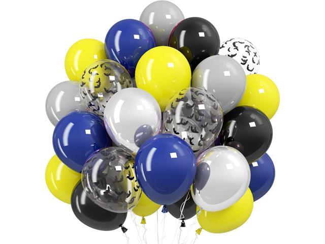 Black and Yellow Balloons, Bat Theme Balloons Birthday Decorations, Navy Blue Yellow Black Silver Balloon City Style Balloon Party Decorations for.