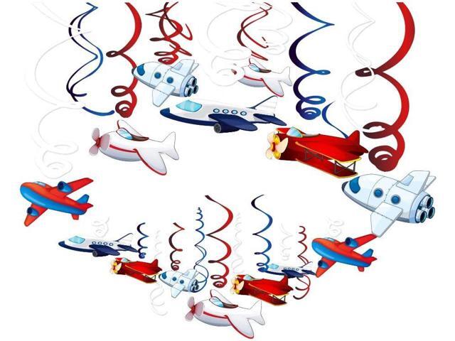 30Pack Airplane Hanging Swirls Fly Flight Ceiling Streamer Birthday Party Decorations Airplane Themed Party Favors for Holiday Baby Shower Home.