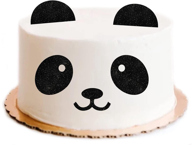 Panda Bear happy Birthday Cake Topper Animal Zoo Themed Kids Boy Girl family Party Decorations Supplies Black Sparkle Decor LIANGSS