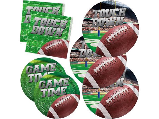 Football Party Supplies Kit Serve 50, Includes Dinner Plates, Dessert Plates, Napkins,Football Birthday Party Football Game Day Tailgate Party.