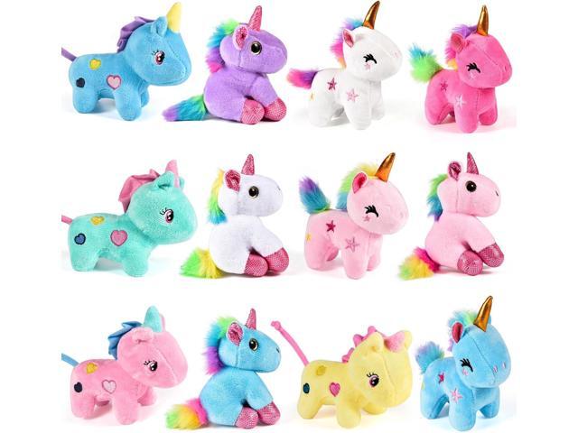 Golray 12Pcs Mini Unicorn Plush Stuffed Animals, Unicorn Party Favors Keychains for Girls Birthday, Easter Basket Stuffers, Easter Egg Fillers,...