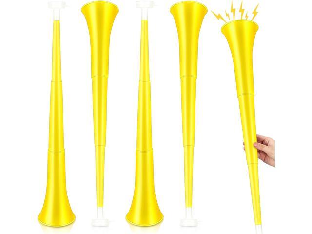 Sosation 4 Pieces Collapsible Stadium Horn 24 Inch Vuvuzela Plastic Trumpet Horn Blow Noisemakers for Sporting Events Football Games School Sports.