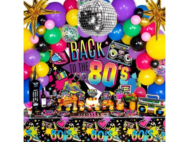 HJINGY 80s Party Decorations, 80s 90s Theme Birthday Party Supplies Includes Inflatable Radio Boombox & Mobile Phone, Back To The 80's Backdrop,.