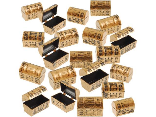 ArtCreativity Mini Pirate Treasure Chests, Set of 24, 1.5 Inch Plastic Chests with a Gold Finish, Cool Pirate Birthday Party Favors Supplies for.