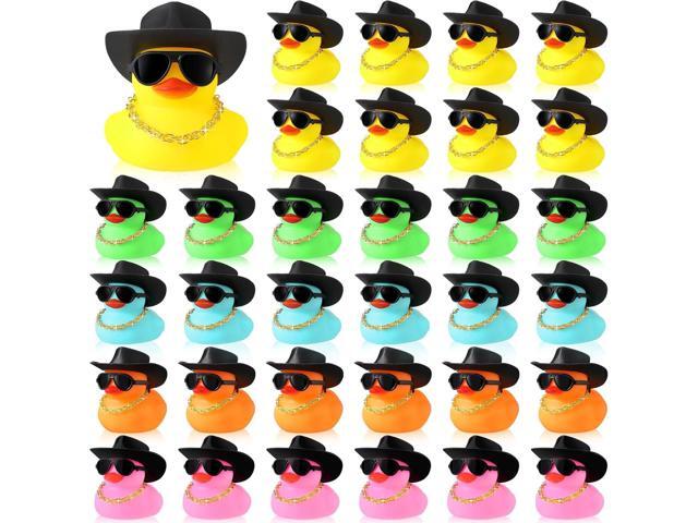 Sotiff 48 Sets Rubber Duck Squeaky Duck Party Duckies Car Dashboard Decorations with Mini Necklace Hat and Sunglasses for Shower Birthday Swimming.