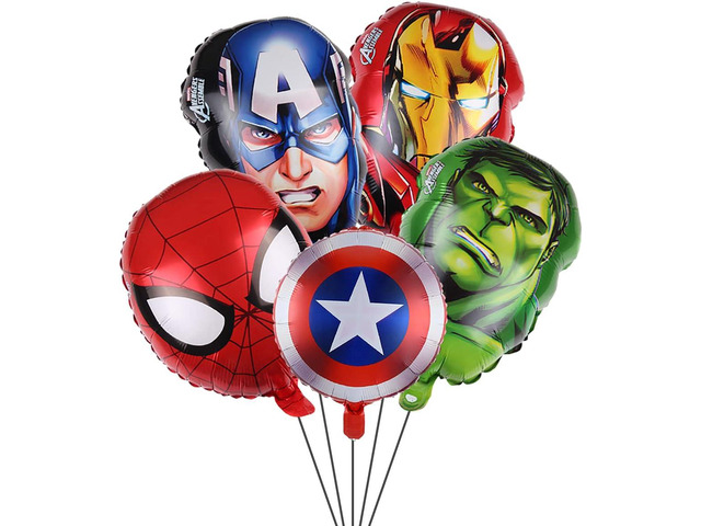 5PCS Aluminium Film Balloons for Superhero Avengers Party,for Superhero Birthday Party Supplies