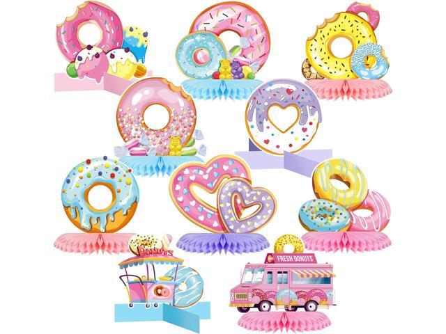 Dianelhal 10 Pieces Donut Table Decorations Donut Time Honeycomb Centerpieces Candyland Party Decorations Grow up Doughnut Birthday Baby Shower.