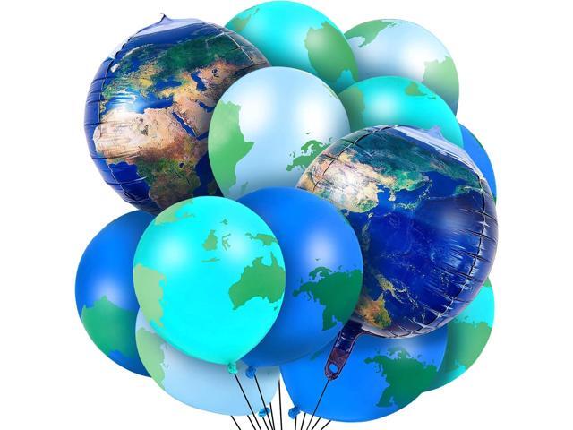 Zhanmai 48 Pieces Globe Earth Balloons, 8 Pcs 22 Inch Foil Planet Balloon, 40 Pcs 12 Inch World Map Latex Balloons for Travel Themed Party Holidays.