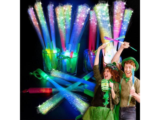 SHQDD 28 PCS Glow Fiber Wands Sticks, LED Light Wands, Glow in The Dark Party Supplies, Fiber Optic Wands, LED Flashing Sticks, Fiber Optic Light.
