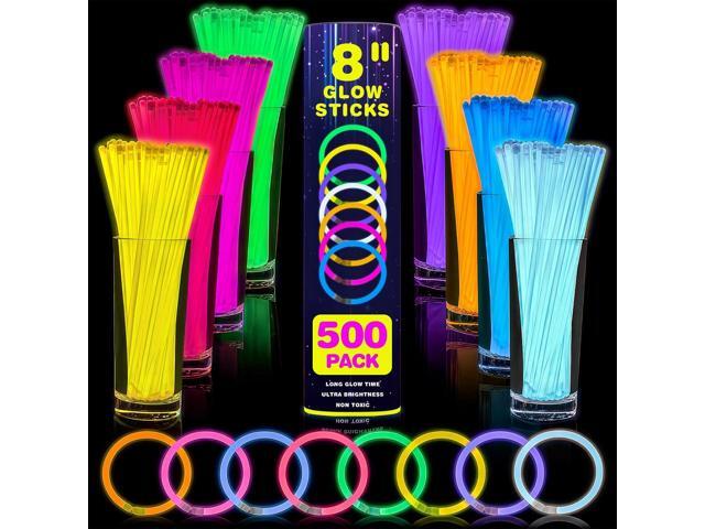 YixangDD 500 PCS Ultra Bright Glow Sticks, 8 Inch Glow Sticks Bulk Party Pack, Light Up Sticks for Glow Bracelets, Necklaces, Concerts, Christmas,.