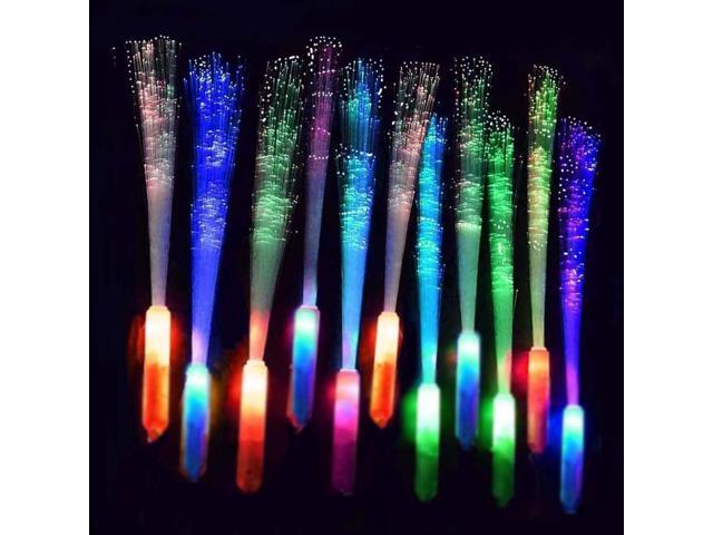 BouQuw 25 Pcs Glow Fiber Wand Sticks, Glow Sticks,Glow in the Dark Party Supplies,3 Models Flashing Sticks, Fiber Optic Wands Fit New Years Eve.