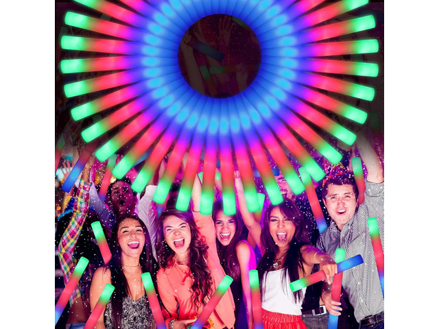 OLUPP 70 PCS LED Foam Glow Sticks Bulk, Glow in the Dark Party Supplies with 3 Modes Colorful Flashing, Foam Light Up Sticks for...