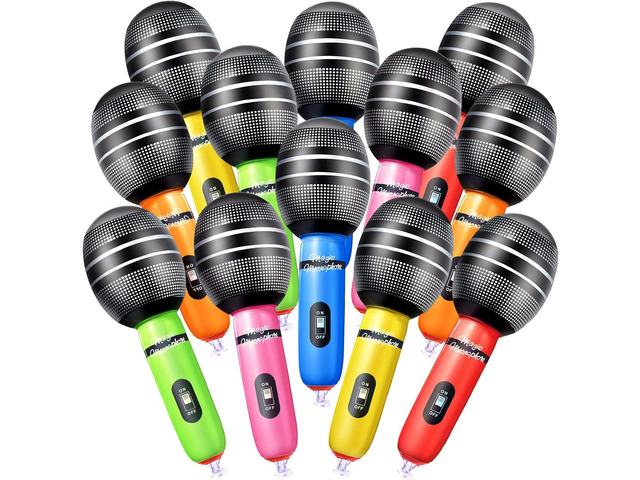 Sumind 30 Pcs Inflatable Microphones for Parties 9.4 Inch Blow up Fake Microphone Props for Adults Party Favors Karaoke 80s 90s Birthday Cosplay...