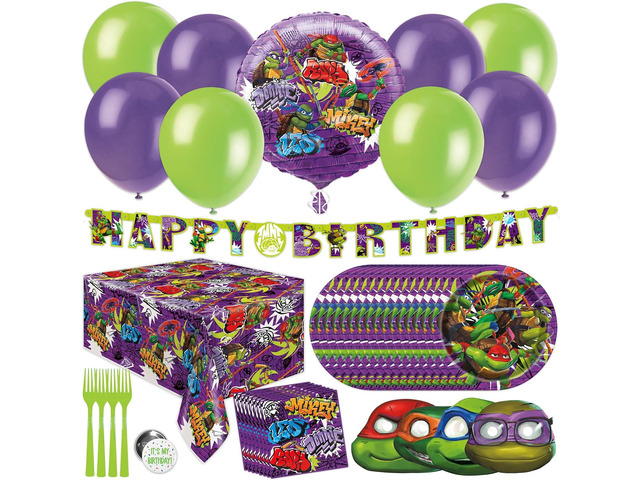 Teenage Mutant Ninja Turtle Birthday Party Supplies Serves 16 Guests Officially Licensed TMNT Mutant Mayhem Movie Balloon Decorations,...