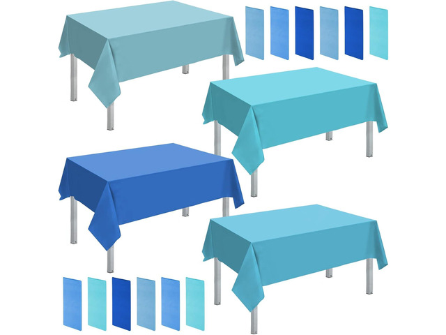 Frienda 12 Pcs Assorted Color 54 x 108 Inch Plastic Tablecloth Disposable Rectangle Table Cover Decorative Plastic Disposable Table Cloths for...