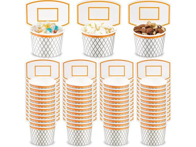 Suclain Basketball Hoop Snack Cups Basketball Party Decorations Paper Party Supplies Kids Paper Snack Cups Disposable Treat Food Bowls for Ball.