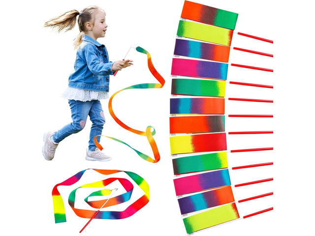 JoyCat 24 Pack Dance Ribbon Streamers,Rainbow Decorations,Goodie Bag Stuffers,Princess Party Favors,Encanto Rainbow Birthday Party...