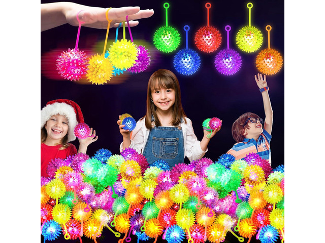 SHQDD 28 PCS Bouncy Light Up Ball for Kids, Flashing Squeaky Sensory Puffer Toys, Balls for Toddlers 1-3, Light Up Toys, Sensory Balls, Glow in The...