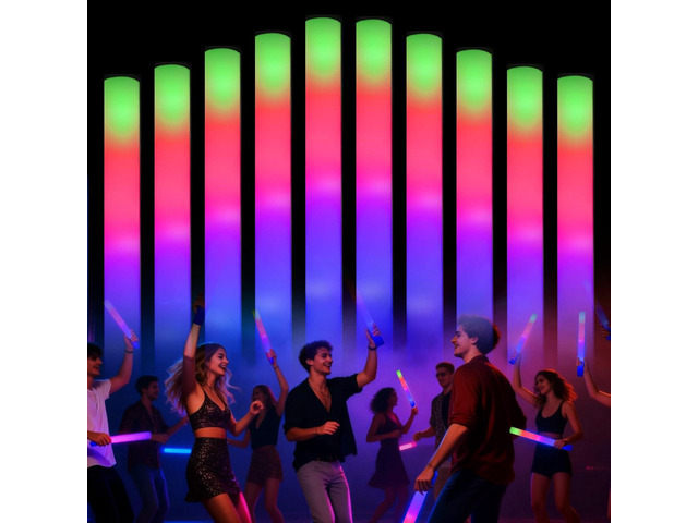 118 Pack Foam Glow Sticks Bulk Party Pack,Party Favors Supplies,3 Flashing Modes Glow In The Dark Party Supplies,Light Up Foam Sticks for Wendding...
