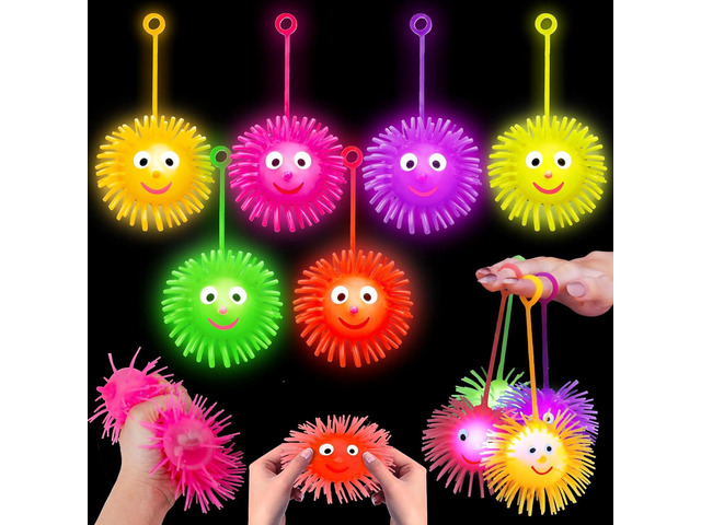 24 PCS Light Up Balls Party Favors for Kids 4-8 8-12 Glow Party Supplies Squeeze Toys Bulk LED Puffer Balls Classroom Kids Prizes Summer Goodie...