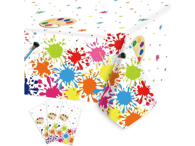 gisgfim 3 Pcs Art Party Decorations Art Paint Party Tablecloth Decoration Supplies Plastic Arts Parties Table Cover Artist Birthday Parties Decor...
