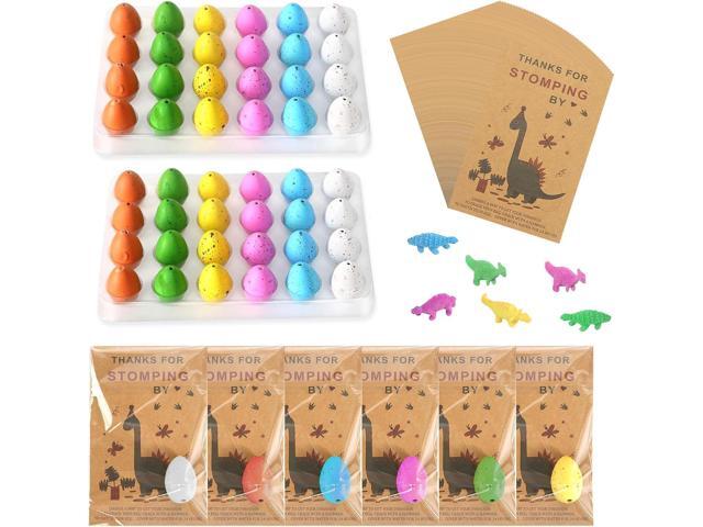 48 Sets Dinosaur Party Favors Funny Mini Dinosaur Toys Dinosaur Birthday Party Supplies 48 Pack Dino Eggs and 48 Hatching Card Bulk Gifts Novelty...