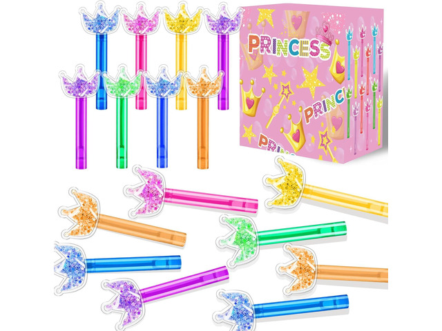 24PCS Glitter Crown Bubble Wands Toys for Kids, Princess Birthday Party Favors Supplies Decorations, Classroom Prizes, Pinata Fillers, Goodie Bag...