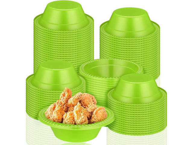 Lallisa 100 Pcs 12oz Lime Green Disposable Plastic Bowls Dessert Cups Ice Cream Snack Salad Soup Food Serving Bowls for Christmas Party Favor Picnic