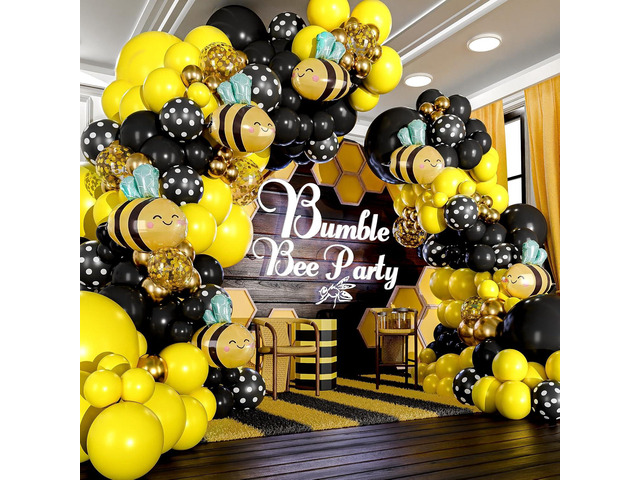 ALL-IN-1 Bee Balloons Arch & Garland Kit Yellow and Black Balloons for Bumble Bee Party What Will It Bee Gender Reveal, Honey Bee Baby Shower,...