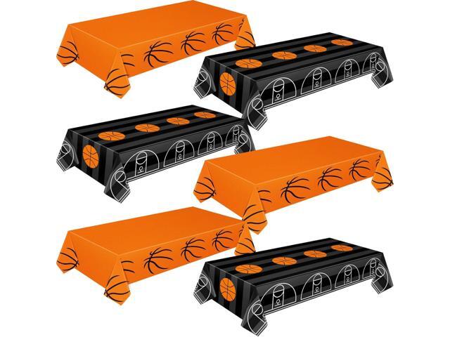Mixweer 6 Pcs Basketball Plastic Tablecloth Birthday Party Decorations 54 x 108 Inch Basketball Field Rectangular Plastic Table Cover for Sports...