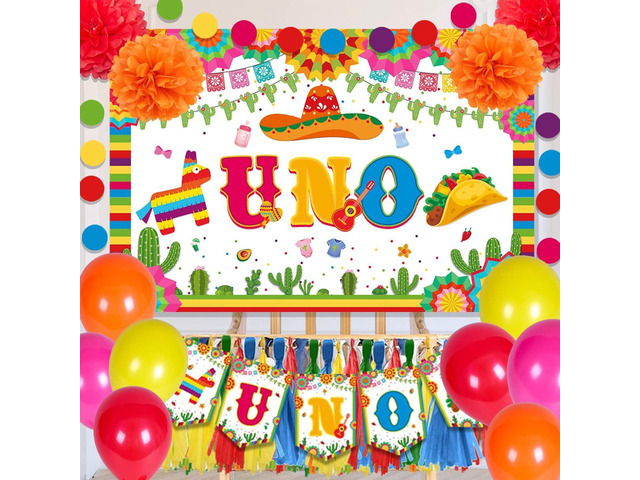 UNO Party Decorations Mexican Fiesta 1st Birthday Party Decorations Cinco De Mayo Theme High Chair UNO Garland Banner For Cinco De Mayo 1st...