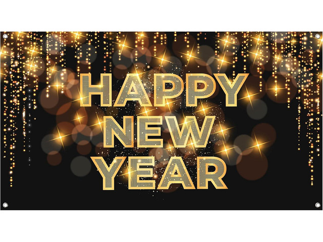 KatchOn, XtraLarge Happy New Year Banner - 72 x 44 Inch Happy New Year Backdrop for New Years Decorations 2026 NYE Eve Banner for NYE...