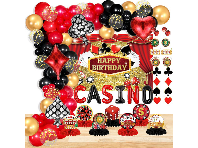 Casino Theme Party Decorations, Casino Birthday Decorations Supplies, Las Vegas Party Decoration, Poker Happy Birthday Backdrop