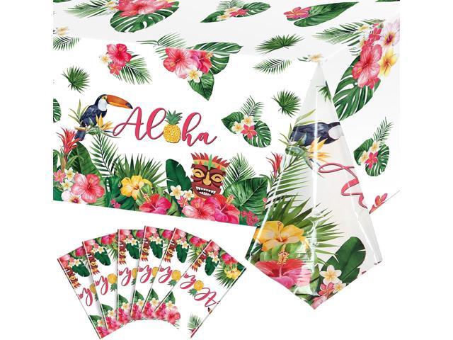 Breling 6 Pack Luau Party Decorations Hawaiian Table Cloth, 108 x 54 in Luau Party Favors Tropical Palm Leaves Tablecloths Hawaii Plastic...
