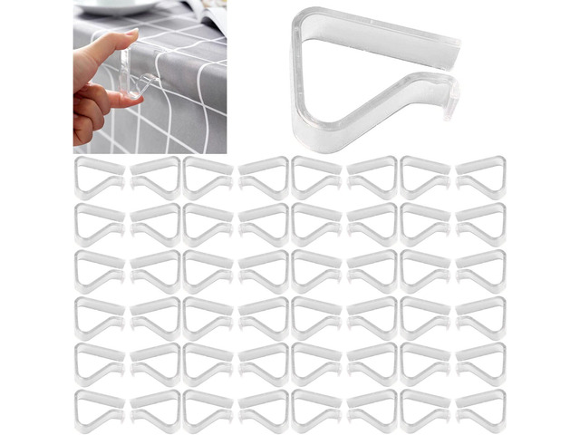 48 Pieces Transparent Clear Tablecloth Clips, Plastic Table Cloth ClipsWindproof Table Cover Holder ClampsTable Cloth Holder for Christmas Home...