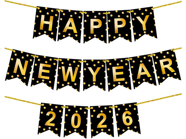 KatchOn, Happy New Year Banner 2026 - No DIY, 10 Feet Happy New Year Backdrop for New Years Eve Party Supplies NYE Party Supplies, New Years...