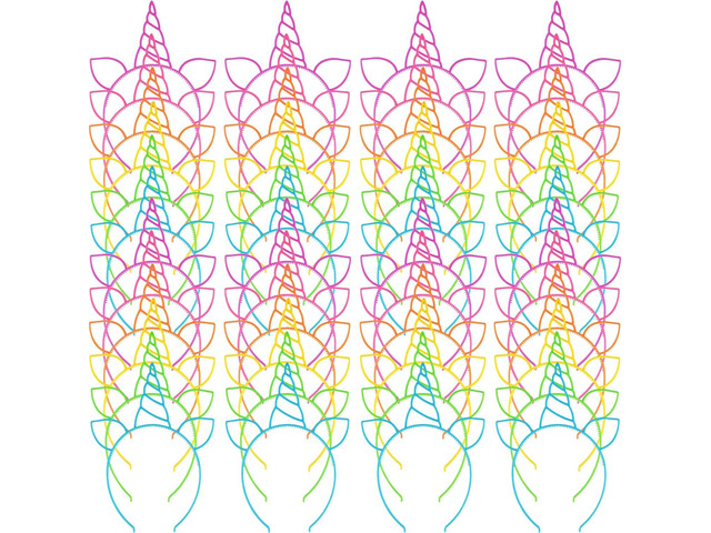 Zddaoole 48 Pcs Unicorn Headbands Unicorn Birthday Party Favors Unicorn Headwear Plastic Hairbands for Party Supplies,Gift,Halloween,Christmas