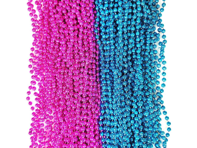 50 Pcs 6mm Baby Gender Reveal Beads for Baby Shower Announcement Party Supplies 33 Inch Baby Blue Hot Pink (6mm 50 pcs)